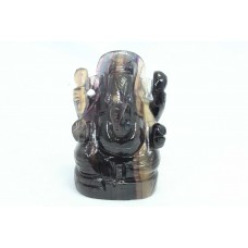 Handcrafted Statue God Ganesh idol Natural Fluorite multi color Stone Decorative